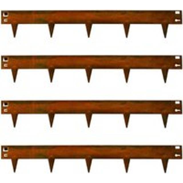 Garden Gear Metal Border Edging Pre-rust Corten 106X16Cm Pack Of 4, Orange