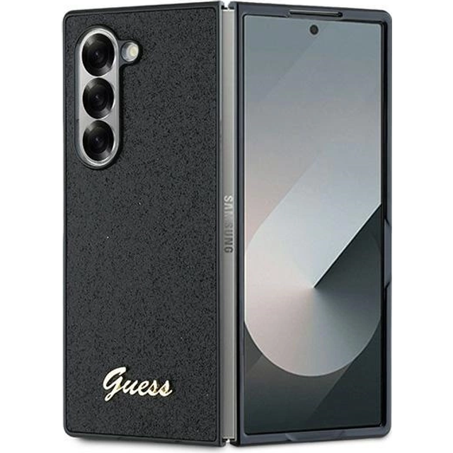 Samsung Galaxy Z Fold6 Guess Glitter Flakes Metal Logo Hybridskal - Svart