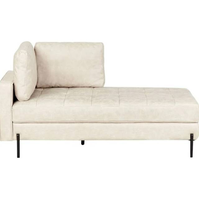 Beliani - Modern Traditional Chaise Lounge Faux Leather Tufted Light Beige Rebais