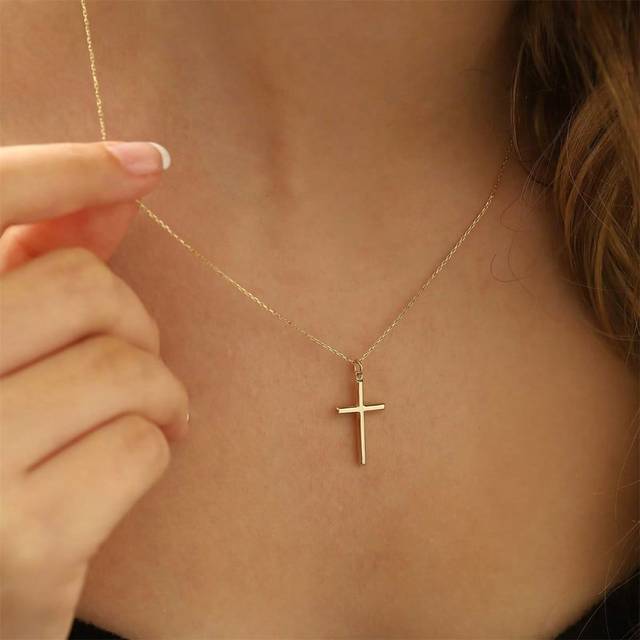 SHEIN 1pc Elegant Fashion Cross Pendant Necklace, Suitable For Women Daily Wear