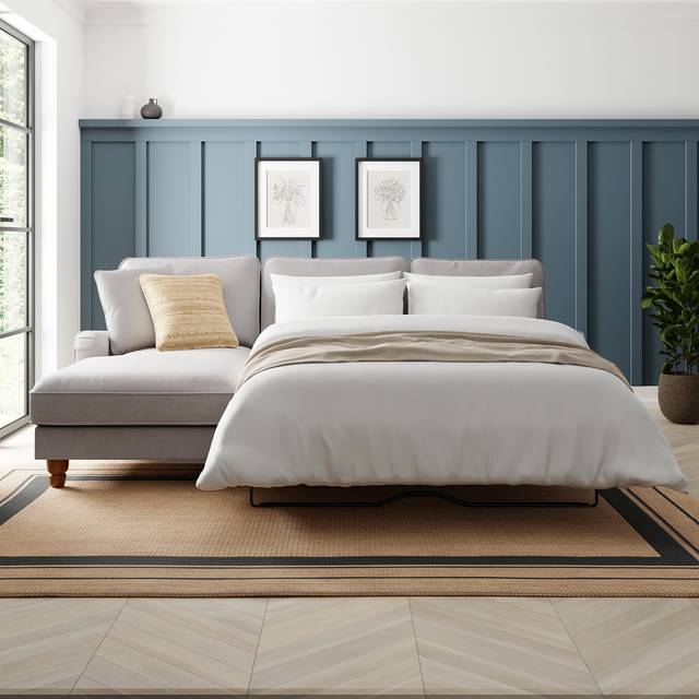 Beatrice Flatweave Corner Storage Sofa Bed - Flatweave Grey