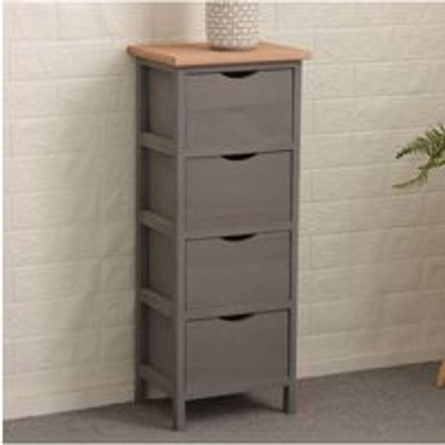 (Grey - 4 Drawer) Chest Of 2/3/4 Drawers Solid Wood Storage Organizer Fully Assembled