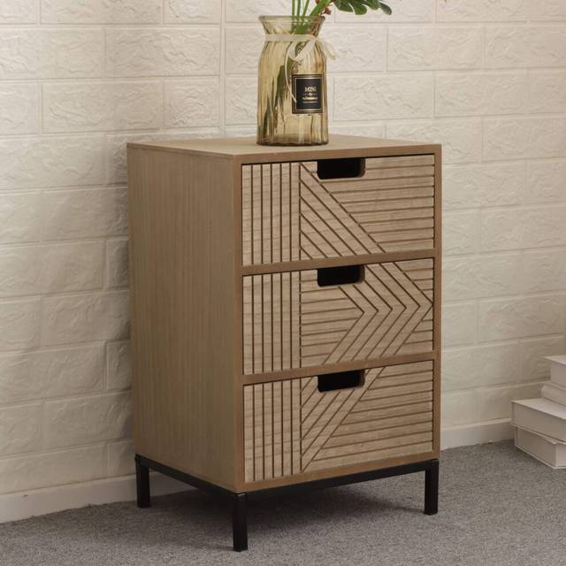 Solid chest 3/4 storage drawers geometric design bedroom clothing organiser unit
