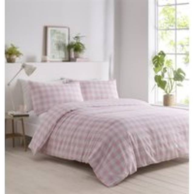 Portfolio Home Gingham Check Pink Double Soft Easy Care Bed Linen Bedding Duvet Cover Quilt Set With Pillow Cases, Pink