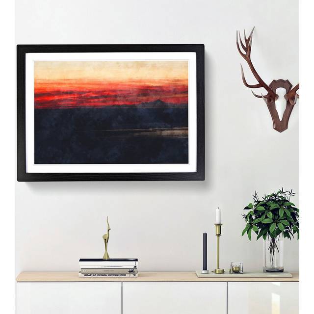 Sunset over Alaska - Picture Frame Painting Print - Black Framed (33cm H x 45cm W x 2cm D)