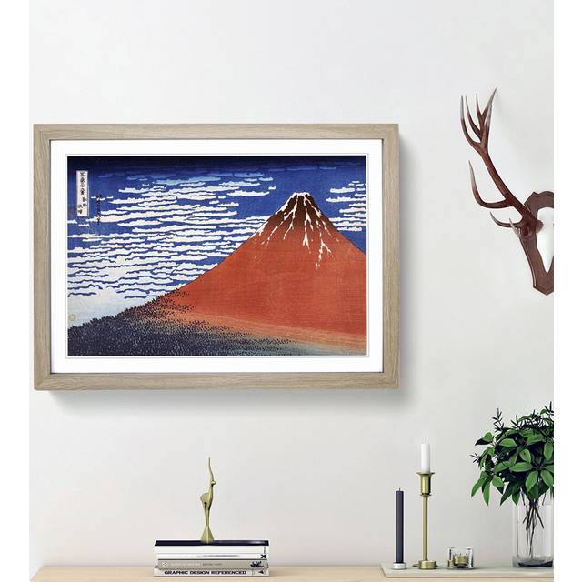 South Wind Clear Sky by Katsushika Hokusai - Picture Frame Painting Print - Oak Framed (27cm H x 36cm W x 2cm D)