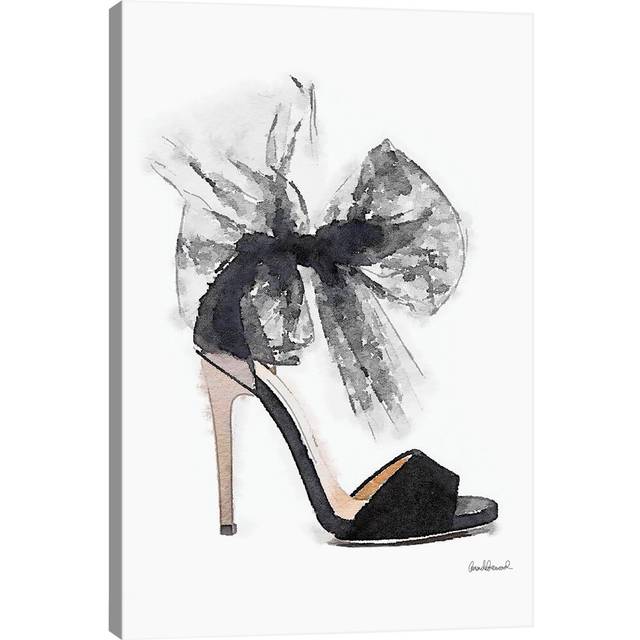 Fashion Shoe in Black Sheer&#39; by Amanda Greenwood - Wrapped Canvas (101.6cm H x 66.04cm W x 3.81cm D)