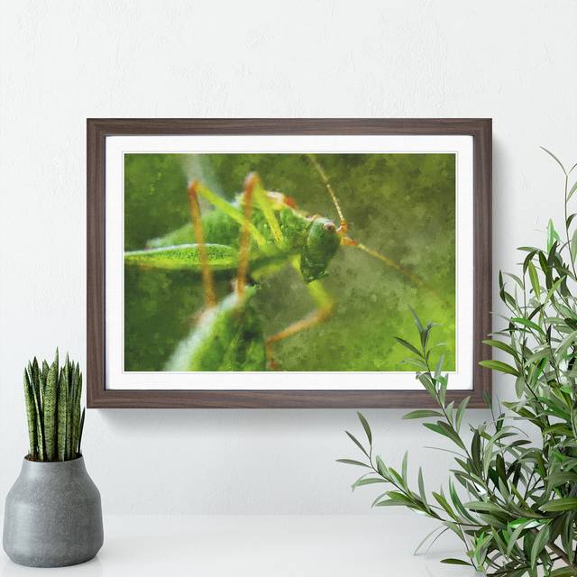 Grasshopper Vol.2 - Picture Frame Painting - Walnut Framed (36cm H x 48cm W x 2cm D)