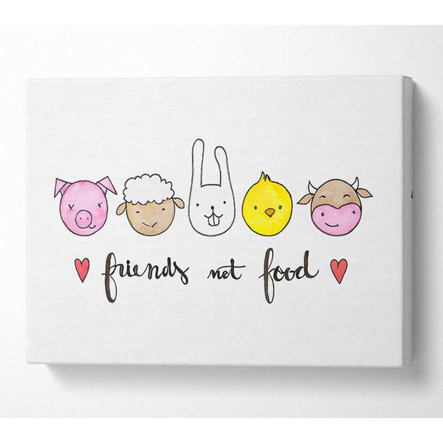 Friends Not Food Canvas Watercolour - Black;Yellow;Pink (50.8cm H x 81.3cm W x 10cm D)