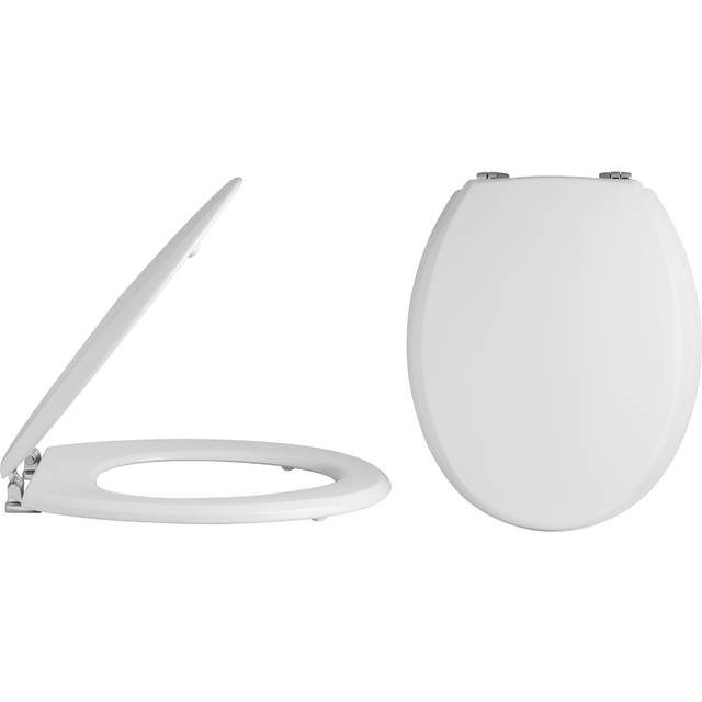 Nuie - Traditional Wooden Toilet Seat with Chrome Hinges - White