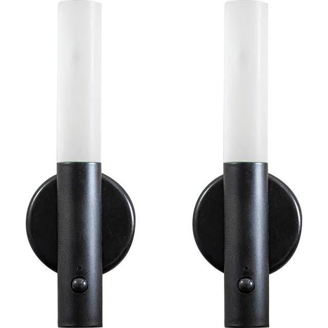 Valuelights Oakley Black Set Of 2 Rechargeable Portable Wall Lights With Pir Motion Sensor - One Size