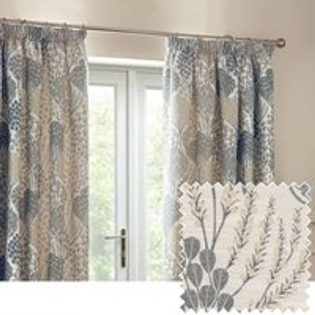 Wylder Ophelia Floral Jacquard Pencil Pleat Curtains In Wedgewood 168 X 229Cm, Multi