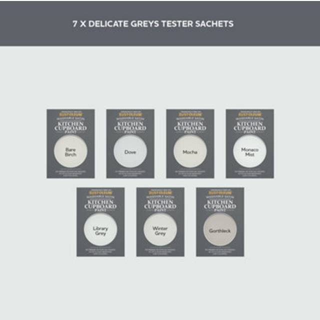 Kitchen Cupboard Paint Samples - Delicate Greys Tester Box -