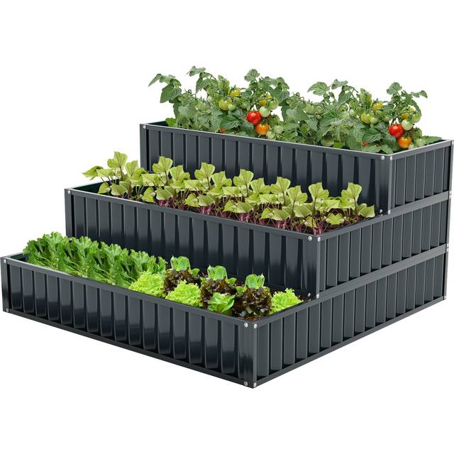 3-Tier Raised Garden Bed with Open ended Base for Vegetable Fruit Flower Herb-Black