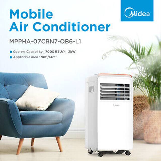 Midea 7000BTU Portable Air Conditioning Unit White - MPPHA-07CRN7-QB6-L1 - MPPHA-07CRN7-MID-WH