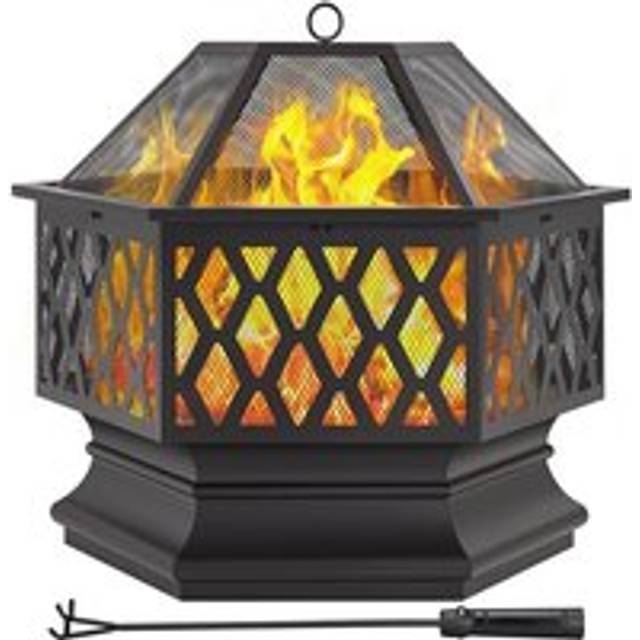 Yaheetech 26" Hex-Shaped Fire Pit Fire Bowl, Black