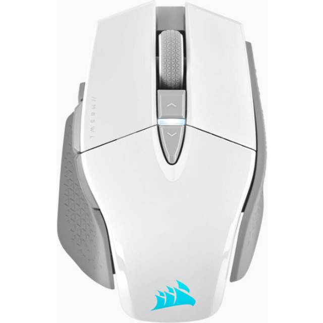 CORSAIR Gaming M65 RGB ULTRA WIRELESS - Mus - optisk - 8 knappar - trådlös, kabelansluten - Bluetooth, 2.4 GHz - trådlös USB-mottagare - vit