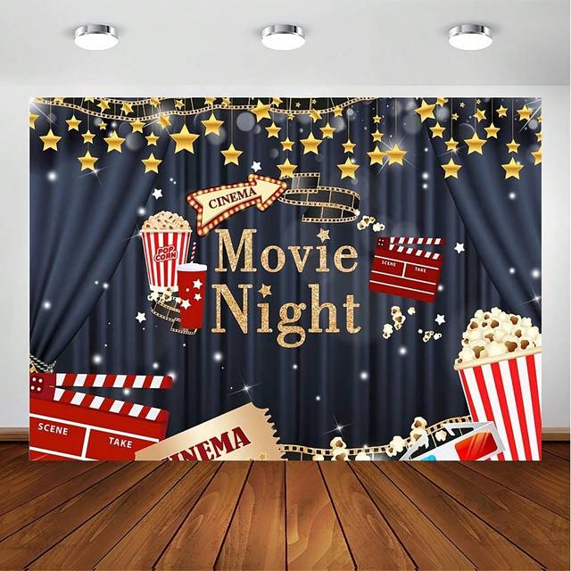 SHEIN 1pc Movie Night Background Driver Movie Night Theme Birthday Party Photography Background Red Carpet Movie Night Dress Up Awards Ceremony Decoration S