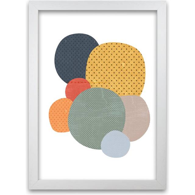 Fun Abstract Nursery Shapes Original - Graphic Art Print on Paper - White Frame (59cm H x 42cm W x 3cm D)