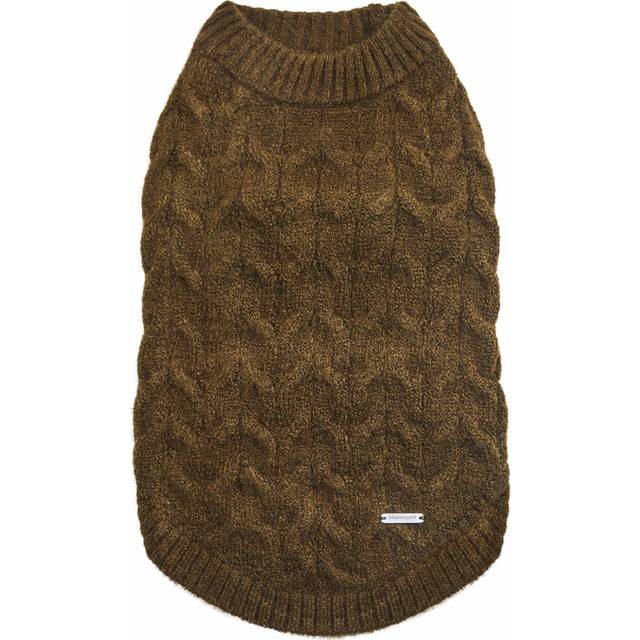 Blueberry Pet Classic Fuzzy Textured Knit Pullover Crew-Neck Dog Sweater in Dark Olive  Back Length 14  Pack of 1 Clothes for Dogs