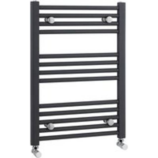 Heated Vertical Towel Rail with Straight Rails - 1028 BTU - 700mm x 500mm - Anthracite