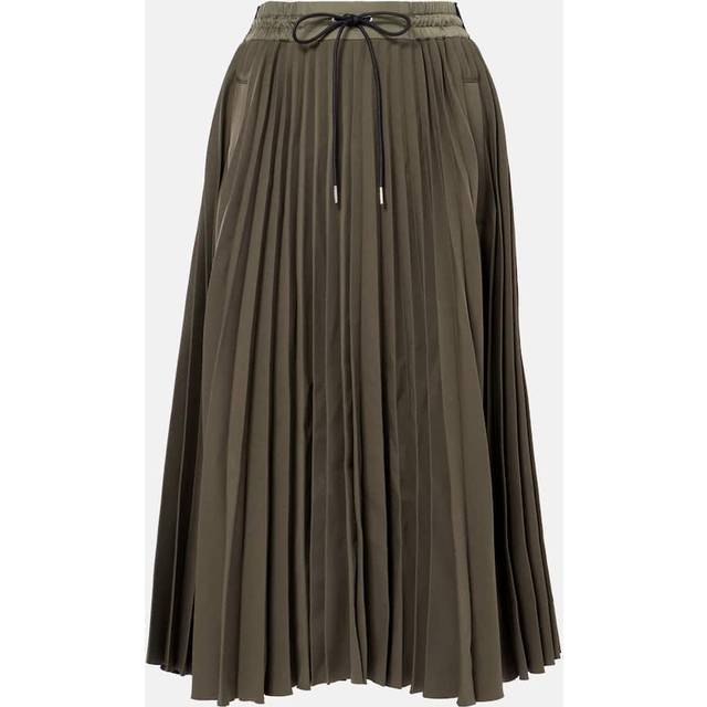 sacai Khaki Pleated Midi Skirt - 501 Khaki - 3