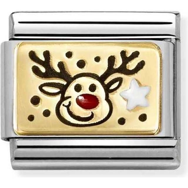 Nomination Classic Gold and Enamel Reindeer Red Nose Christmas Charms