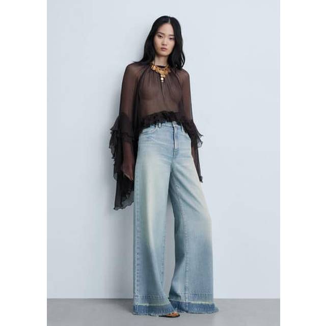 Mango – Ljusblå jeansjacka i oversize