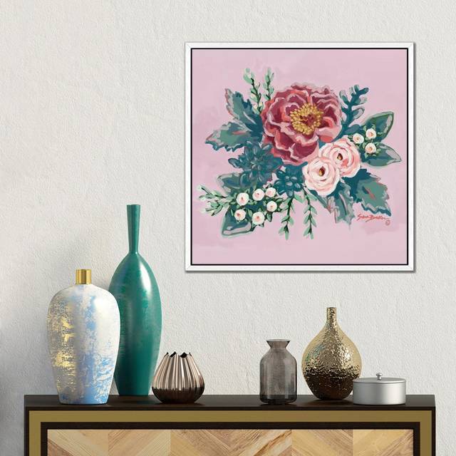 Peony Spring by Sara Baker - Gallery-Wrapped Canvas Giclée on Canvas - White Framed (45.72cm H x 45.72cm W x 3.81cm D)