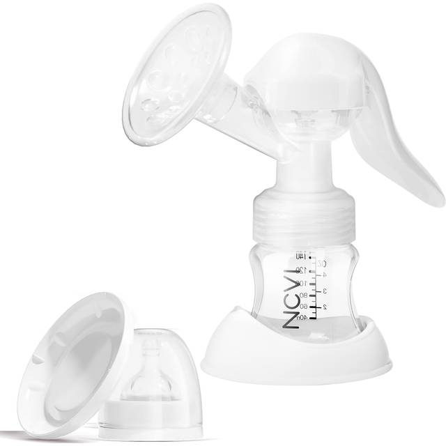 NCVI Manual Breast Pump with Milk Bottle,Portable Breastfeeding Pumps 5oz, BPA Free Soft Food Grade Silicone Powerful Suction