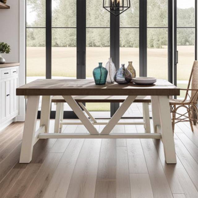 Solid Pine 1.6M Fixed Top Dining Table Handmade - Brown - One Size