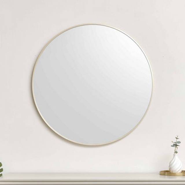 Large Round Champagne Gold Wall Mirror - 80cm x 80cm Material: Mirrors