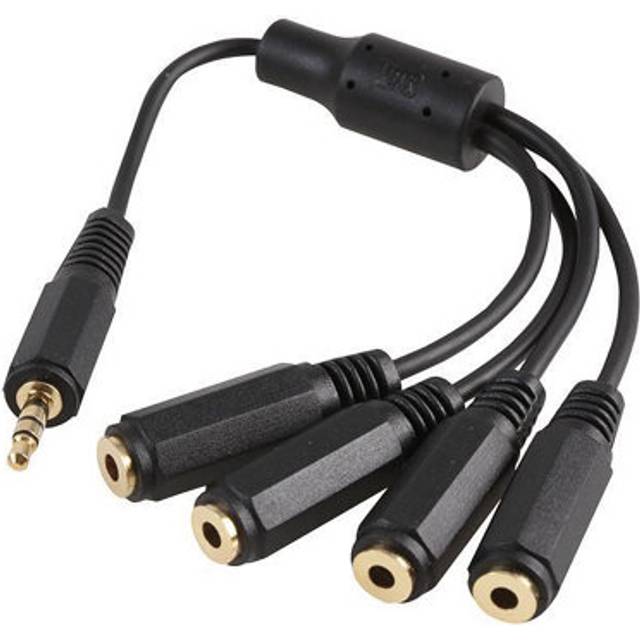 PRO SIGNAL - 3.5mm Stereo Jack Plug to 4x Sockets Lead, 150mm Black