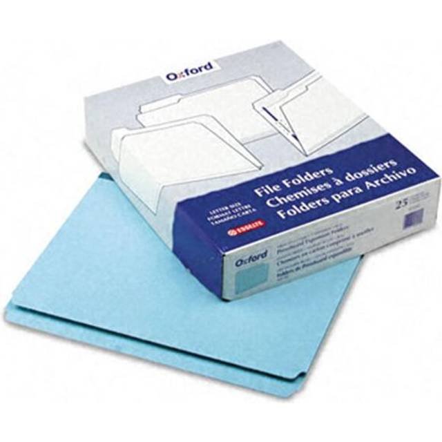 Pendaflex  Pressboard Expanding File Folders- Straight Cut- Top Tab- Letter- Blue- 25/Box