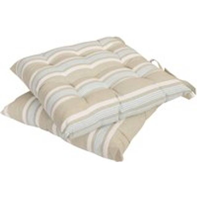 Set of 2 Traditional Striped Outdoor Chair Seat Pads Garden Furniture Cushions (L)40cm x (W)40cm - Grey - 40cm x 40cm