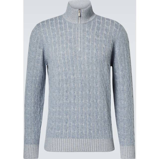 Brunello Cucinelli Cable-knit cashmere half-zip sweater - blue (UK 44)