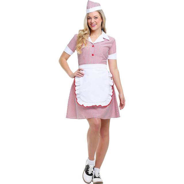 Car Hop Costume for Women | 50's Costumes - Red&#47;White (S)