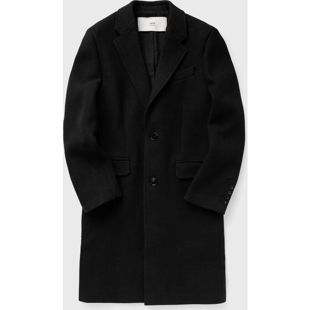 Ami Paris Men's Wool Single-Breasted Coat in Black | Size 46 | HCO010WV0049001 (46)