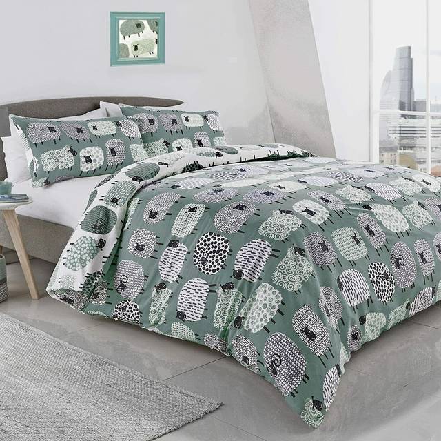 Dotty Sheep 130 TC Reversible Modern & Contemporary Duvet Cover Set - Duck Egg (Single - 1 Standard Pillowcase)