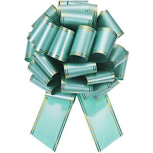 16 inch large pull bow metallic car ribbon with gold edge for wrapping,lake blue