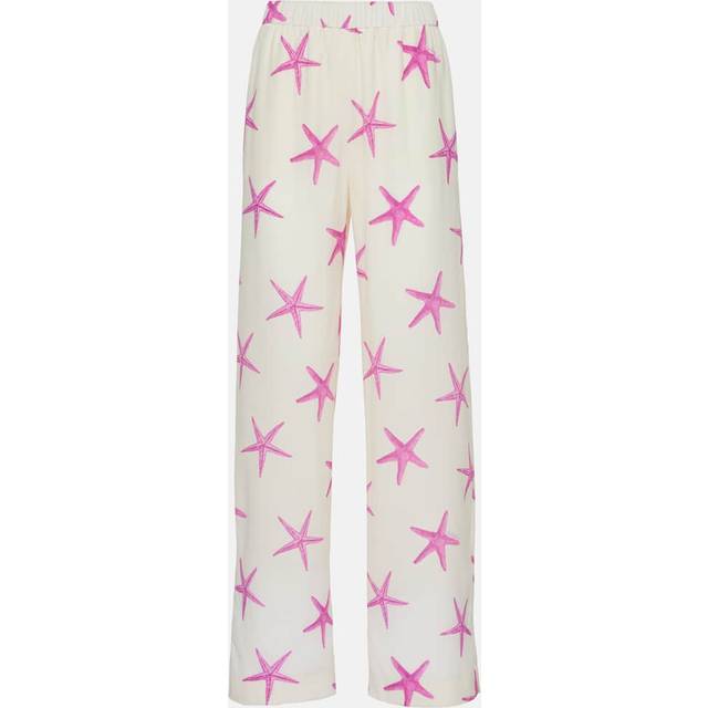 Valentino Printed high-rise silk wide-leg pants - white (UK 16)