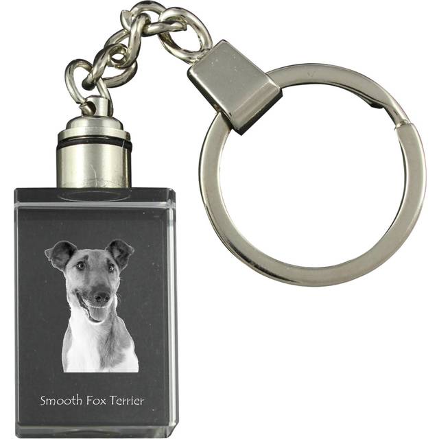 Fox Terrier Smooth - Crystal key ring with dog photo, illuminated key ring, unique gift by Art-Dog brand transparent