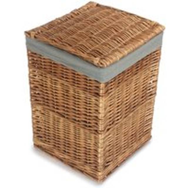 Light Steamed Square Laundry Basket with Grey Sage Lining - Small