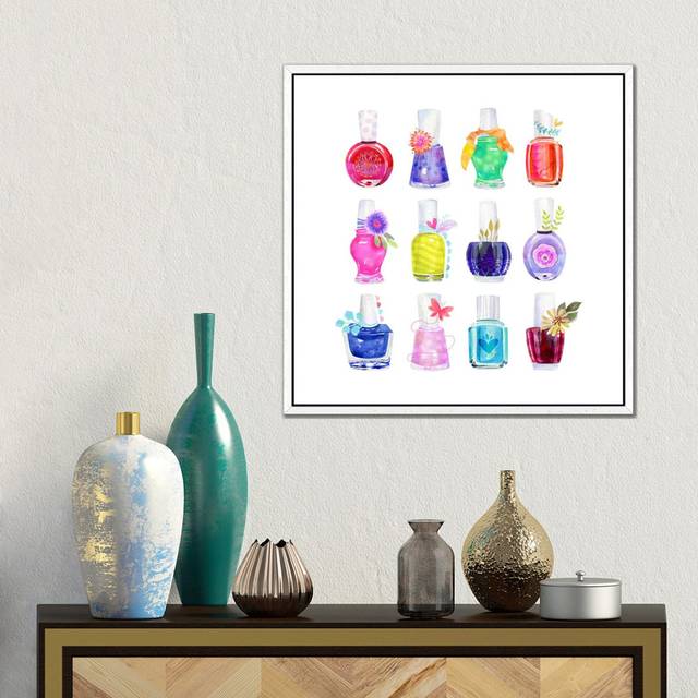 Mani Pedi Party by Stephanie Corfee - Gallery-Wrapped Canvas Giclée on Canvas - White Framed (45.72 cm H x 45.72 cm W)