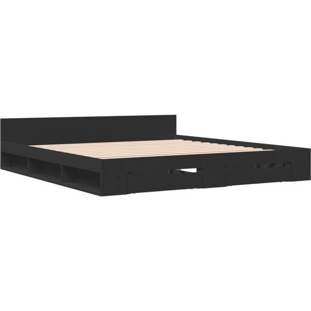 vidaXL Bed Frame with Drawers without Mattress Black 200x200 cm