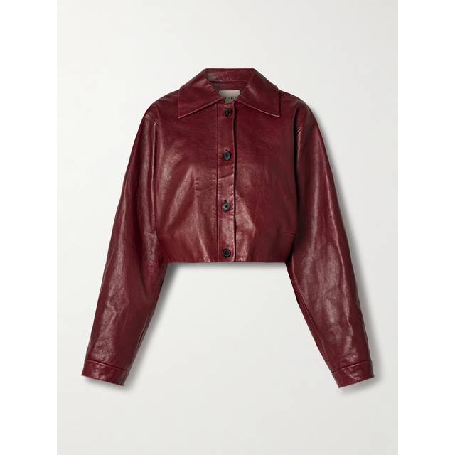 Sue Cropped Leather Jacket - Red (2)