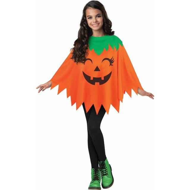 Child Pumpkin Poncho - Black&#47;Green&#47;Orange (One-Size)