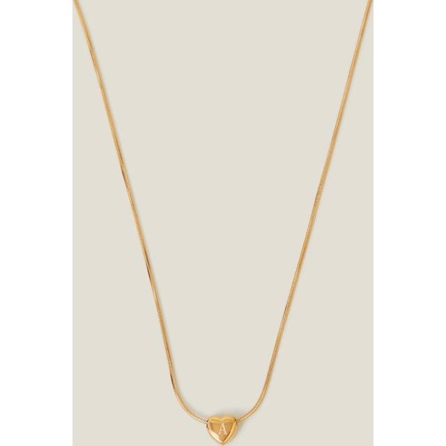 Gold/white 14ct Gold-plated Stainless Steel Initial Heart Necklace Gold, Size: M, Women's - Accessorize - Gold/White
