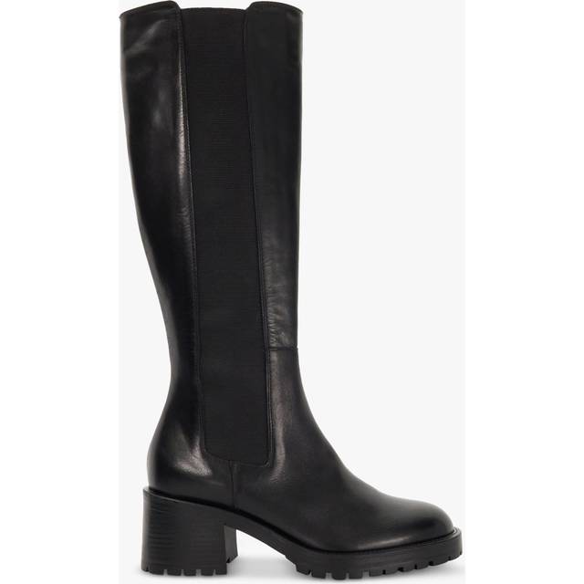 Dune London Tessia Leather Knee-High Boots, Black