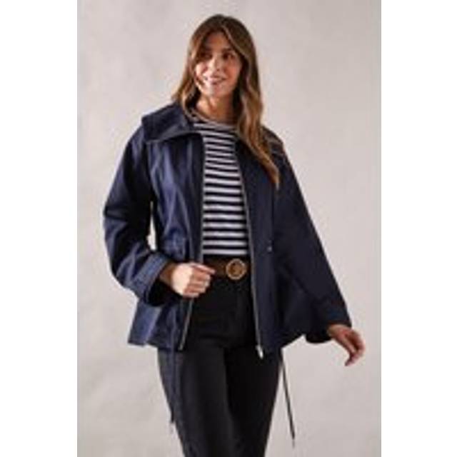 Womens Premium Drawstring Trench Coat - Navy - 12